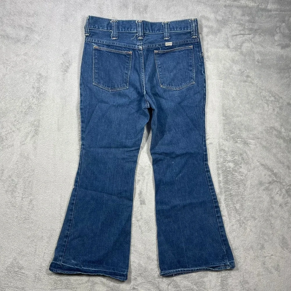 Sedgefield Bell Bottom Jeans Mens 33(32)x30(29) Blue Vintage 70s Flare USA Made